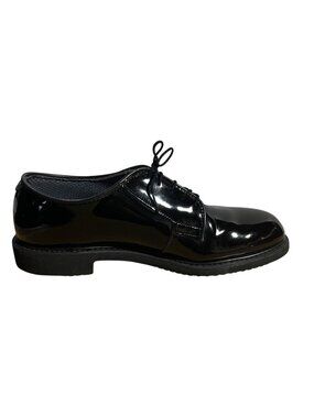 Bates High Gloss Mens Oxford Shoes Black Mirror Shine Uniform Dress Shoe 9.5D